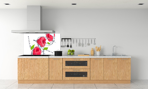 Pannello retrocucina con motivo lampone su sfondo acqua