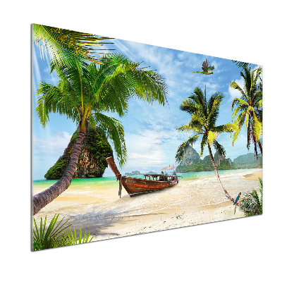 Pannello paraschizzi cucina con stampa raffigurante palme sulla spiaggia