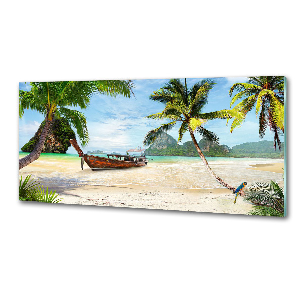 Pannello paraschizzi cucina con stampa raffigurante palme sulla spiaggia