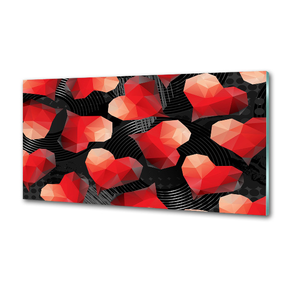 Pannello paraschizzi cucina con motivo a cuori geometrici