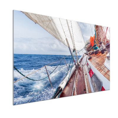 Pannello retrocucina con motivo di una barca a vela in mare