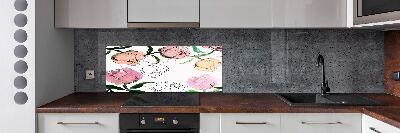 Rivestimento parete cucina con motivo a boccioli di peonia