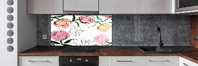 Rivestimento parete cucina con motivo a boccioli di peonia