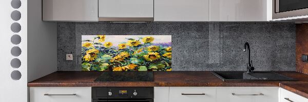 Pannello retrocucina con motivo di girasoli