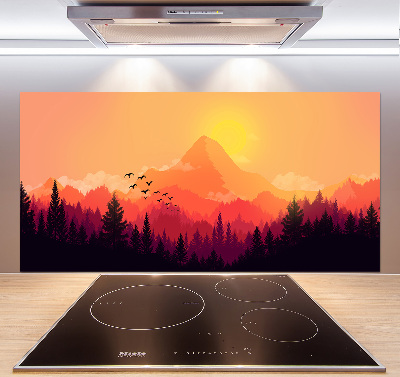 Pannello retrocucina con stampa di un paesaggio montano