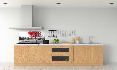 Pannello paraschizzi cucina con stampa albero rosso