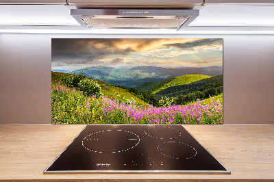 Rivestimento parete cucina con stampa di paesaggio montano