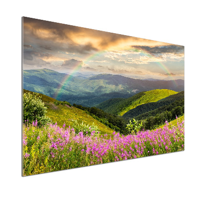 Rivestimento parete cucina con stampa di paesaggio montano