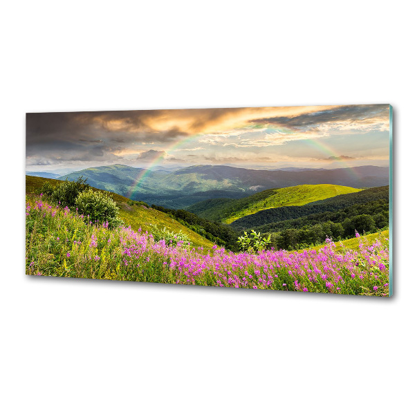 Rivestimento parete cucina con stampa di paesaggio montano