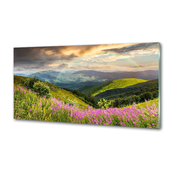 Rivestimento parete cucina con stampa di paesaggio montano