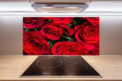 Pannello paraschizzi cucina con motivo di rose rosse