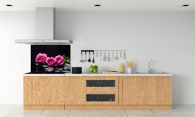 Rivestimento parete cucina con motivo di rose rosa