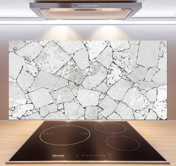 Pannello paraschizzi cucina con finitura effetto muro di pietra