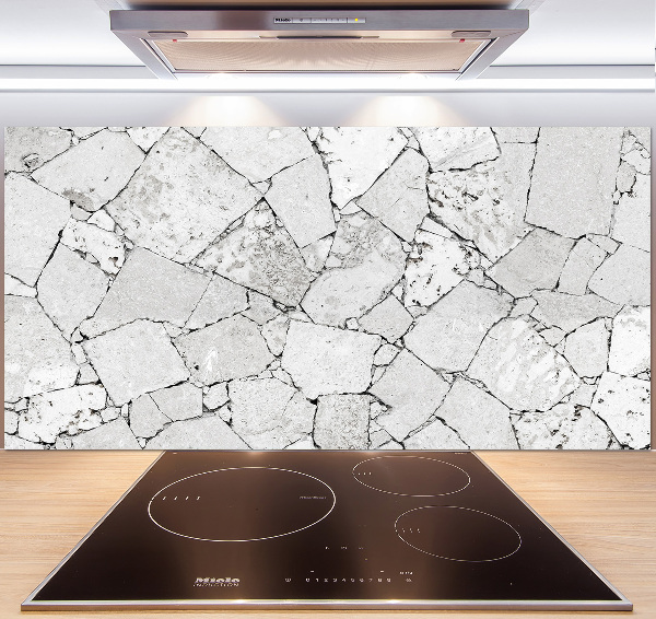 Pannello paraschizzi cucina con finitura effetto muro di pietra