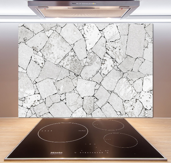 Pannello paraschizzi cucina con finitura effetto muro di pietra