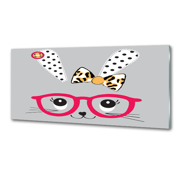 Pannello retrocucina con motivo coniglio con gli occhiali