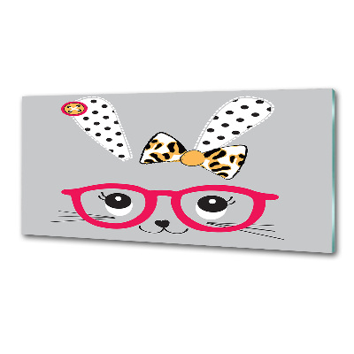 Pannello retrocucina con motivo coniglio con gli occhiali