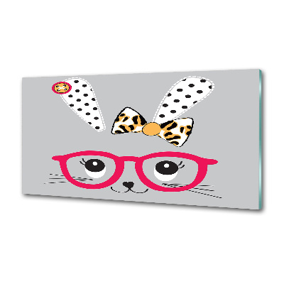 Pannello retrocucina con motivo coniglio con gli occhiali