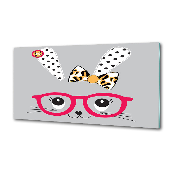 Pannello retrocucina con motivo coniglio con gli occhiali