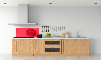 Rivestimento parete cucina con motivo a rosa rossa