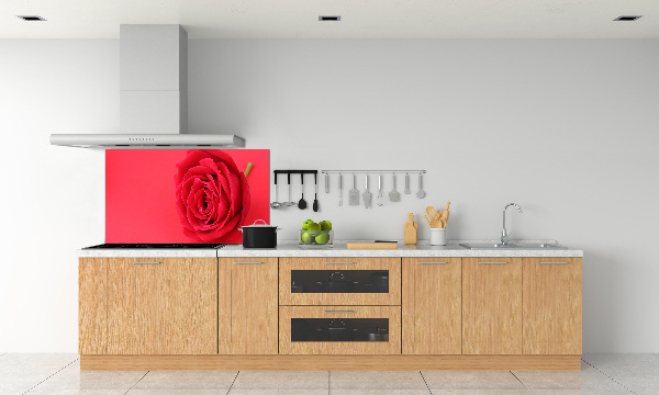 Rivestimento parete cucina con motivo a rosa rossa
