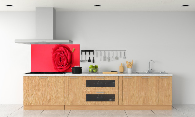Rivestimento parete cucina con motivo a rosa rossa