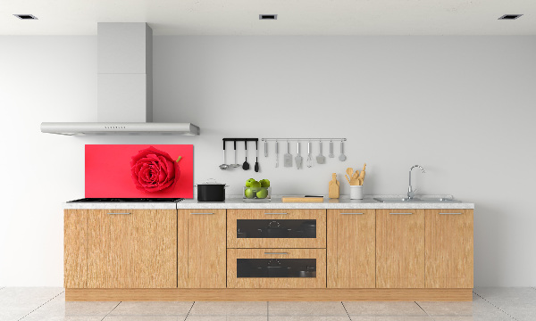 Rivestimento parete cucina con motivo a rosa rossa
