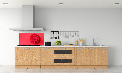 Rivestimento parete cucina con motivo a rosa rossa