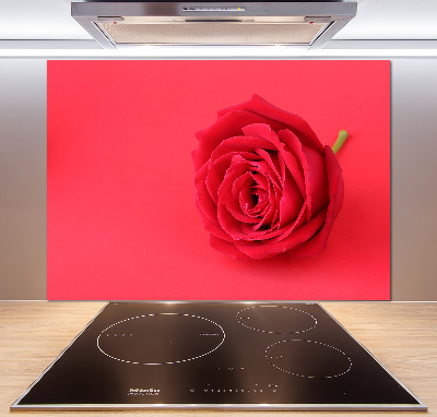 Rivestimento parete cucina con motivo a rosa rossa