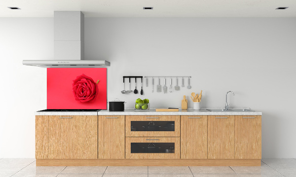 Rivestimento parete cucina con motivo a rosa rossa