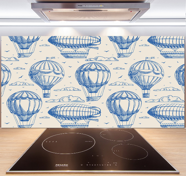 Pannello retrocucina con motivo di mongolfiere e dirigibili