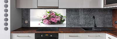 Rivestimento parete cucina con motivo a bouquet di rose
