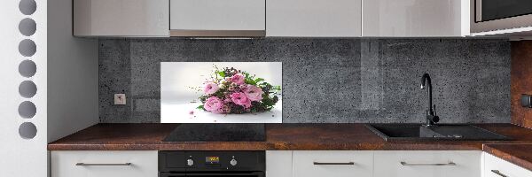 Rivestimento parete cucina con motivo a bouquet di rose