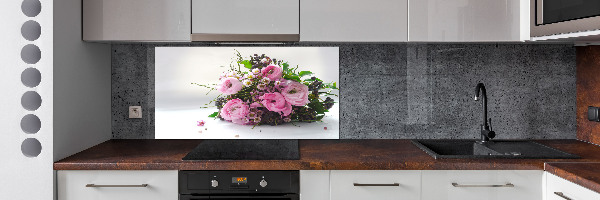 Rivestimento parete cucina con motivo a bouquet di rose