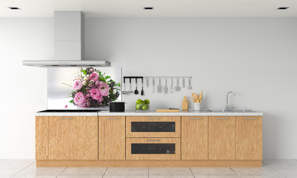 Rivestimento parete cucina con motivo a bouquet di rose