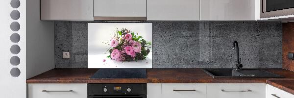 Rivestimento parete cucina con motivo a bouquet di rose