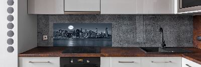 Rivestimento parete cucina con motivo New York di notte
