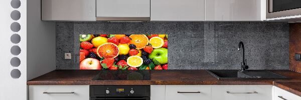 Rivestimento parete cucina con motivo di frutti colorati