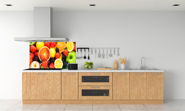 Rivestimento parete cucina con motivo di frutti colorati