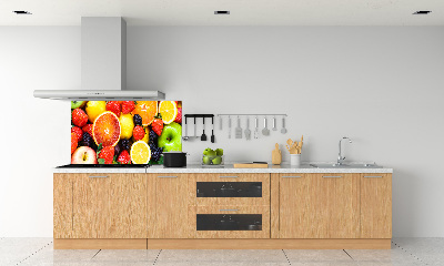 Rivestimento parete cucina con motivo di frutti colorati