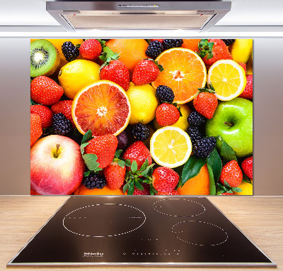 Rivestimento parete cucina con motivo di frutti colorati