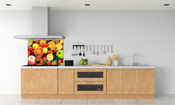 Rivestimento parete cucina con motivo di frutti colorati