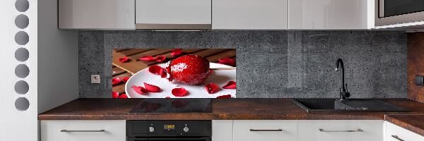 Pannello paraschizzi cucina con stampa di una mela su un bastoncino