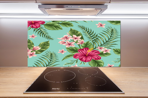 Pannello retrocucina con motivi di fiori hawaiani