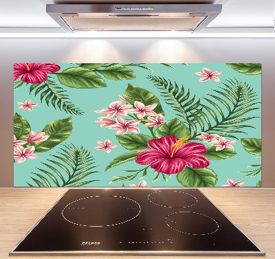 Pannello retrocucina con motivi di fiori hawaiani