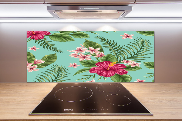 Pannello retrocucina con motivi di fiori hawaiani