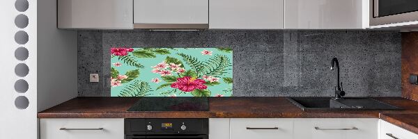 Pannello retrocucina con motivi di fiori hawaiani