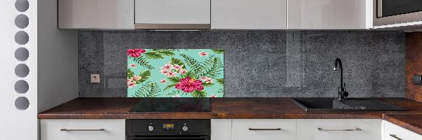 Pannello retrocucina con motivi di fiori hawaiani