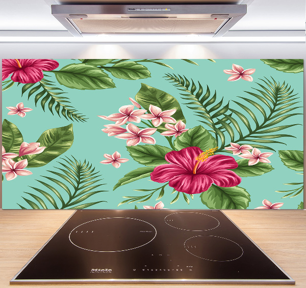 Pannello retrocucina con motivi di fiori hawaiani