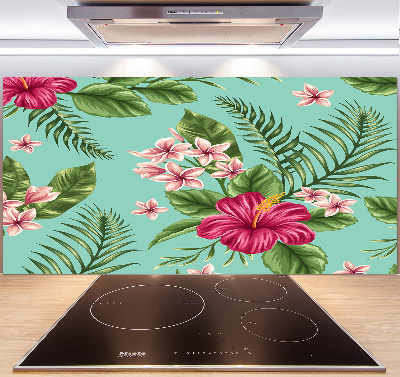 Pannello retrocucina con motivi di fiori hawaiani